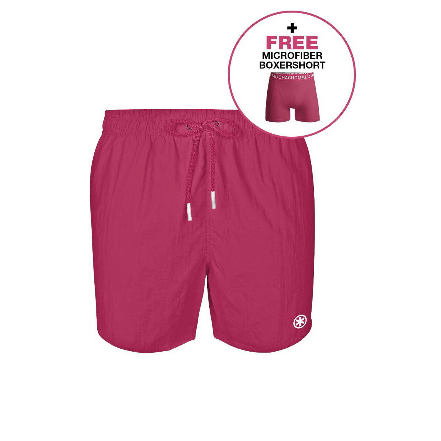 Muchachomalo zwemshort + gratis boxershort koraalrood