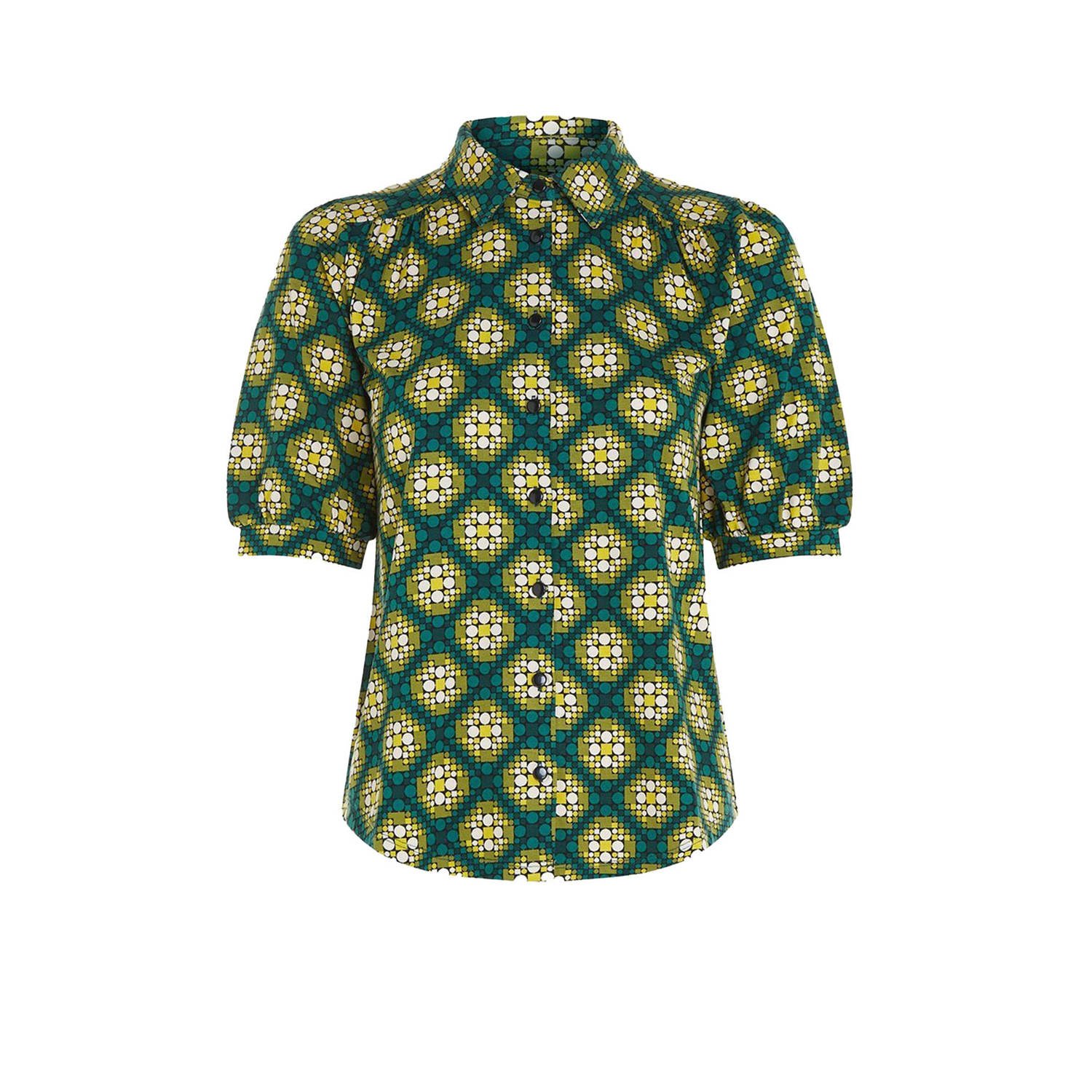 King Louie blouse Carina Blouse Kirby met all over print groen wit