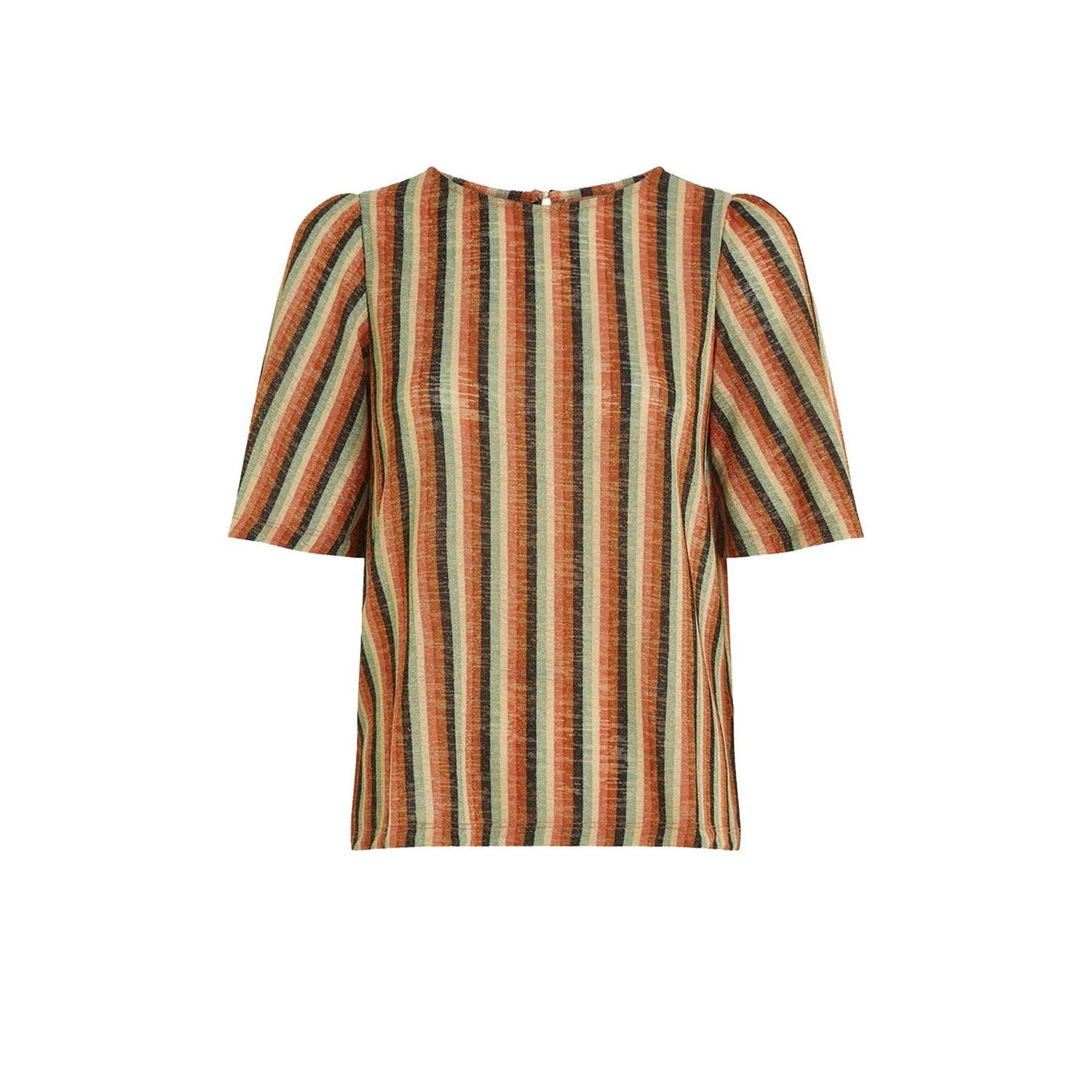 King Louie gestreepte top Lizzy Top Piso Stripe zwart oranje groen