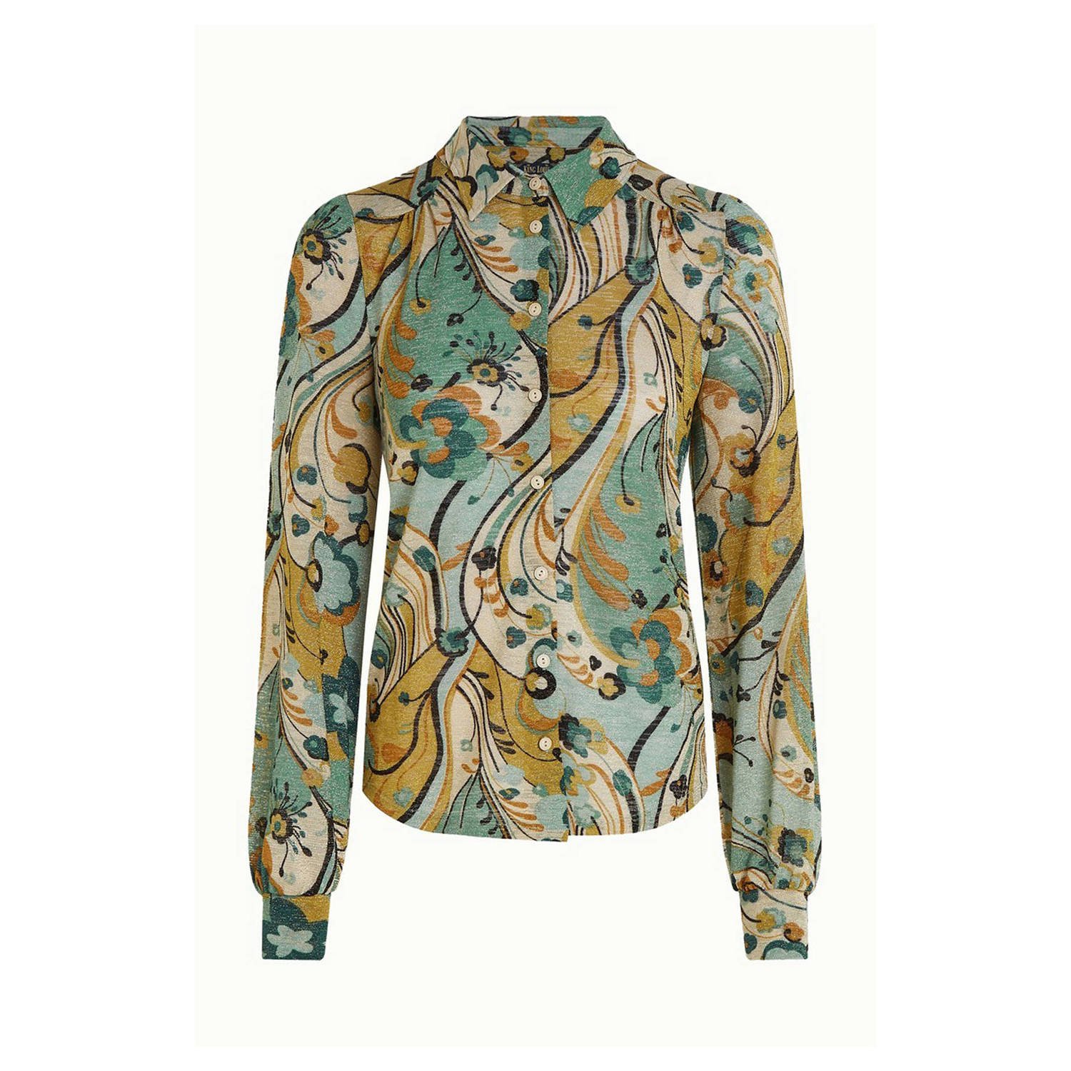 King Louie blouse Carina Blouse Frenzy met all over print turquoise