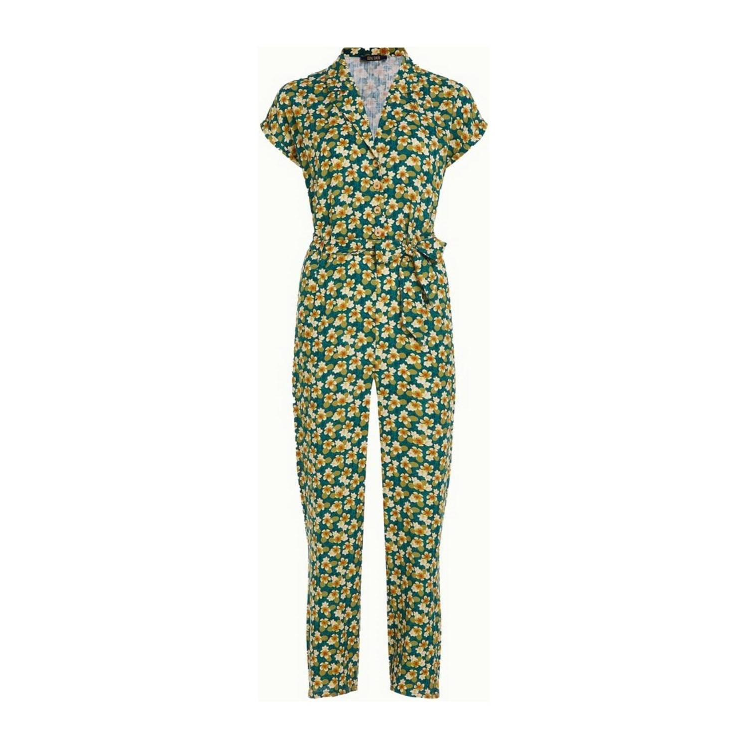 King Louie jumpsuit met all over print groen blauw beige