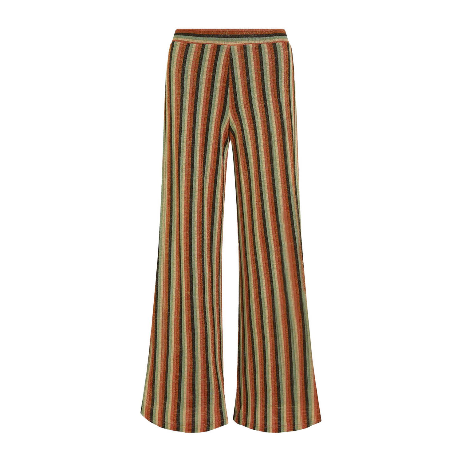 King Louie gestreepte wide leg broek Sara Pants Piso Stripe zwart oranje blauw