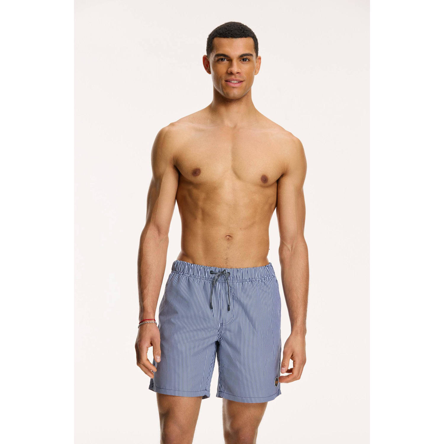 SHIWI Heren Zwembroeken Men Swimshort Skinny Stripe Donkerblauw
