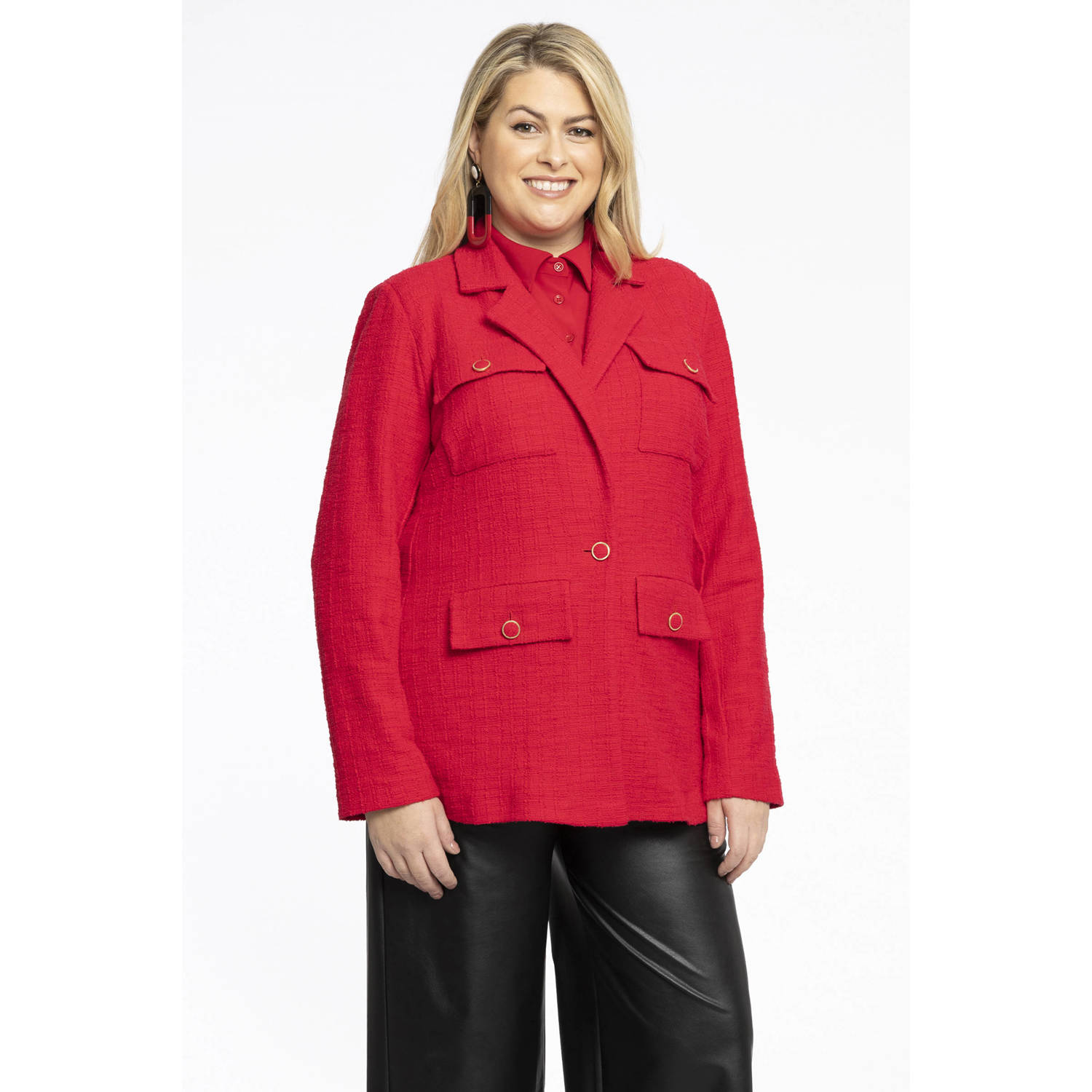 Yoek getailleerde blazer rood