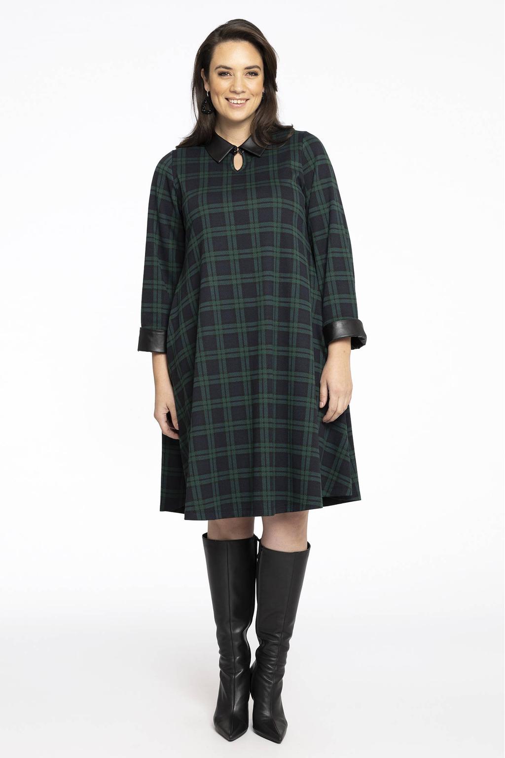 YOEK geruite jurk Plus Size - zwart