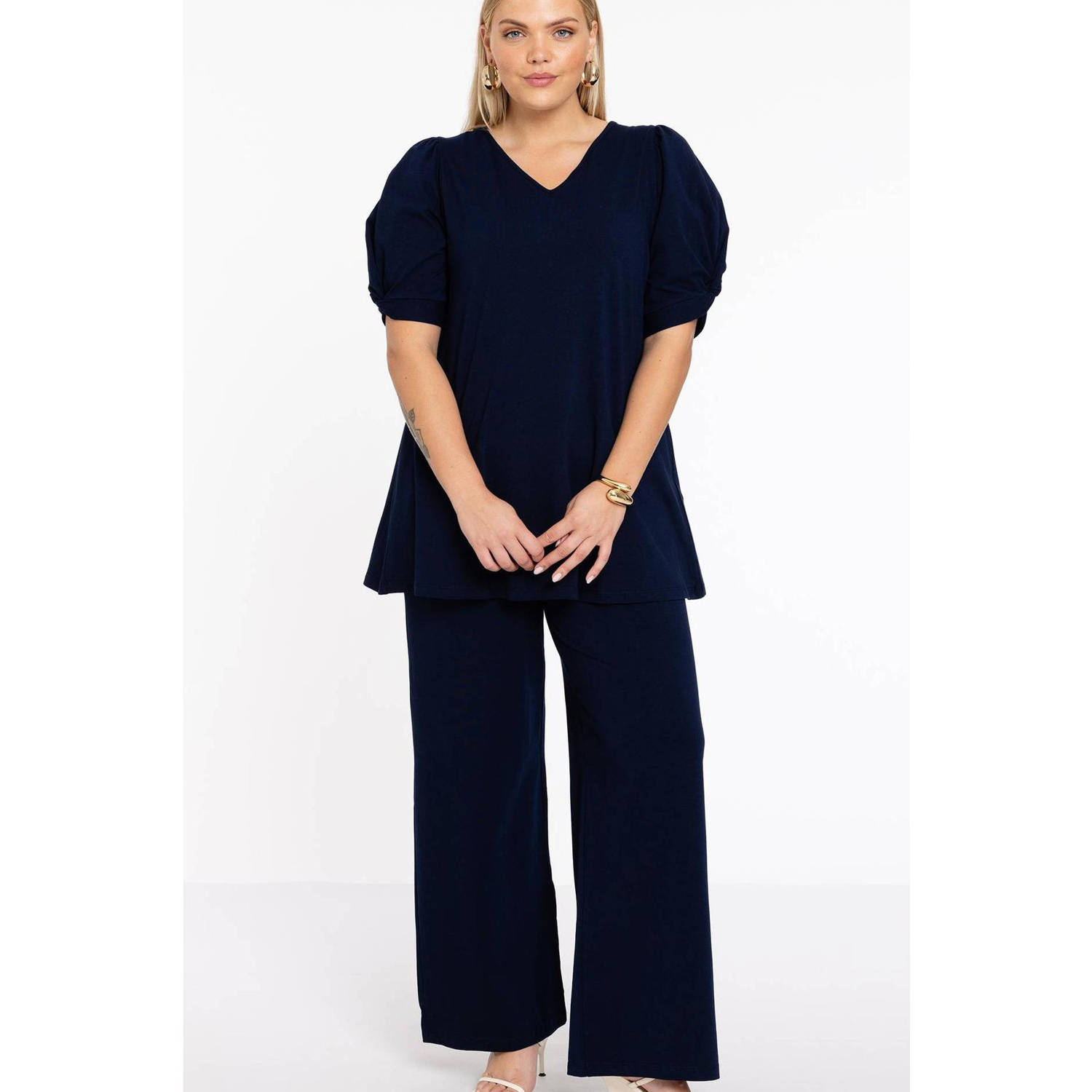 YOEK straight fit broek donkerblauw