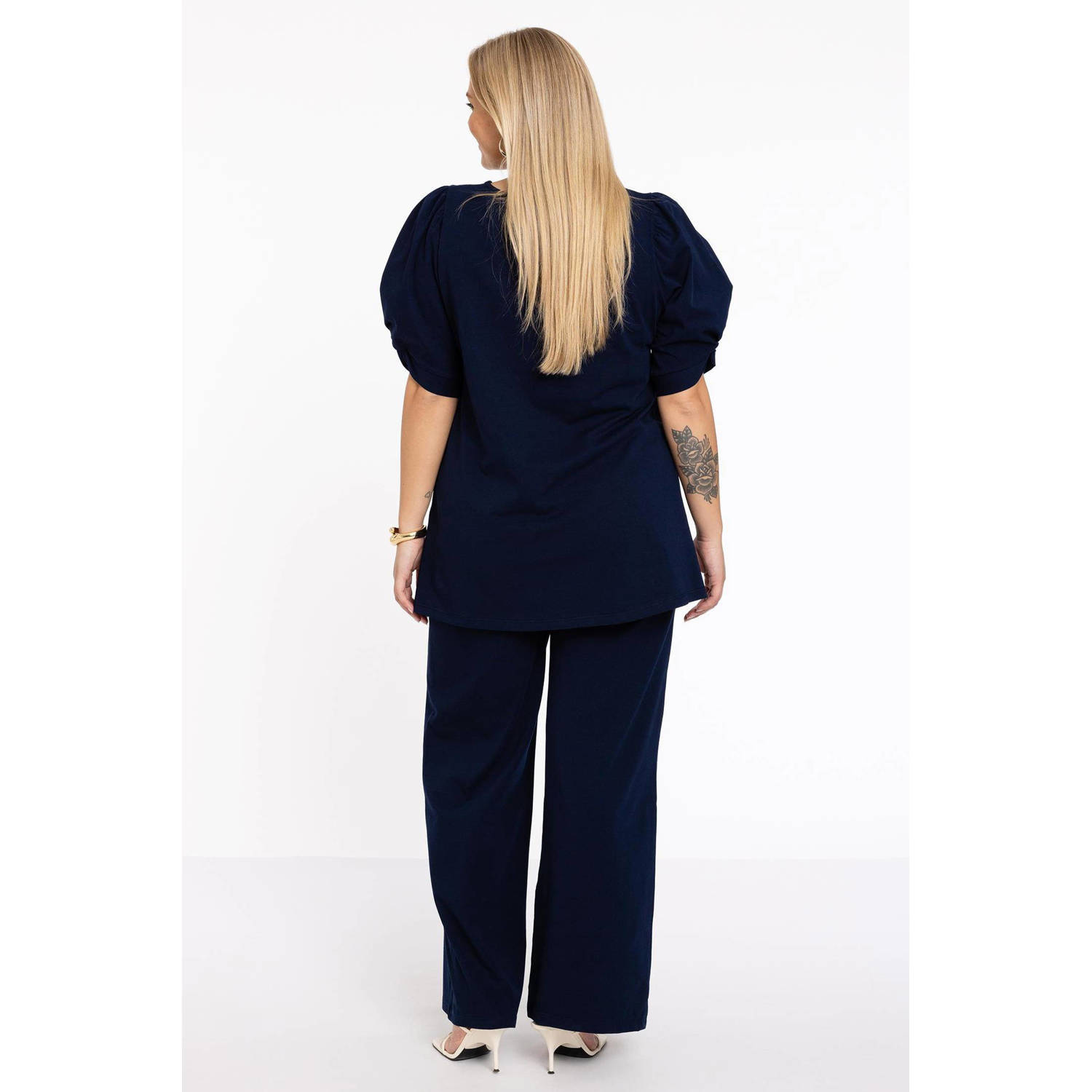 YOEK straight fit broek donkerblauw