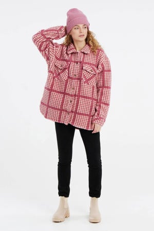 fleece shacket Akino donkerroze
