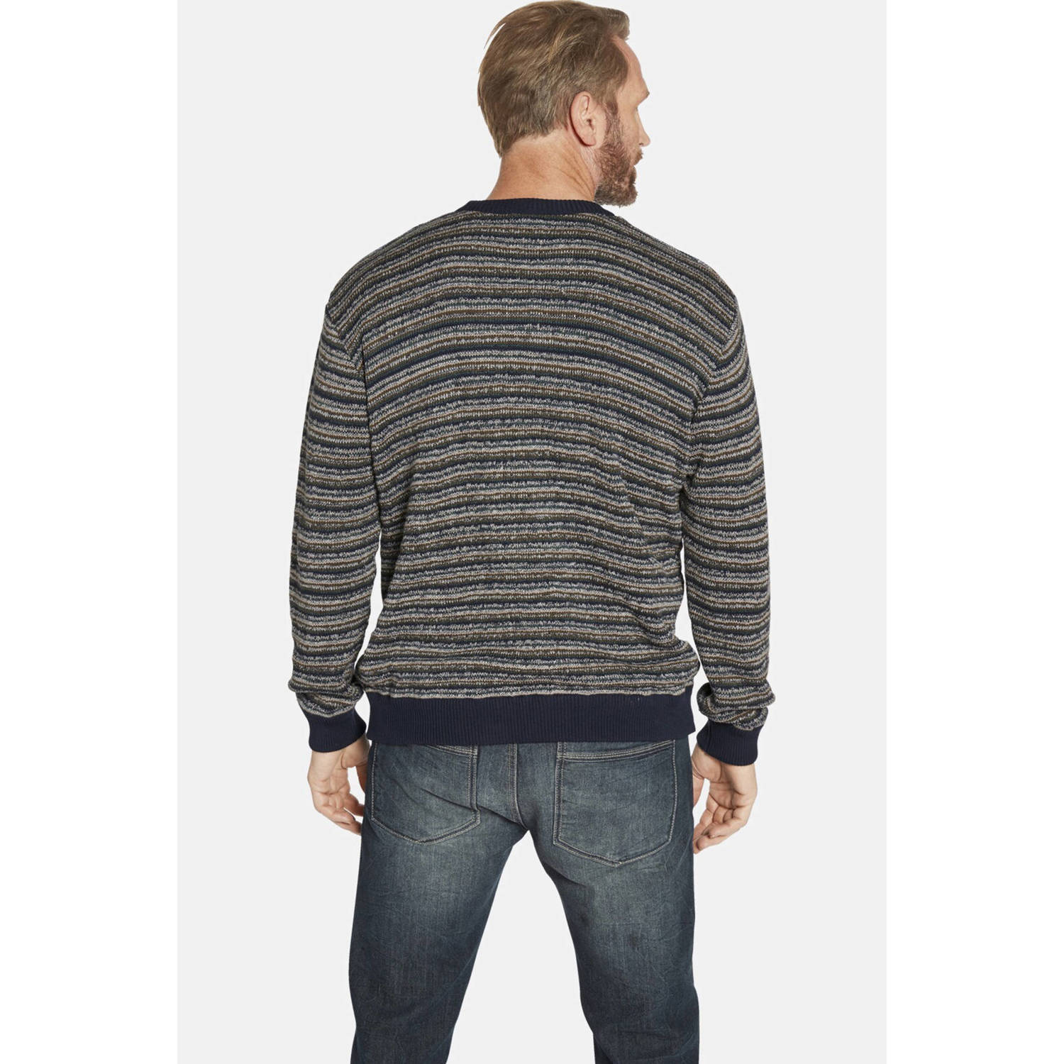 Jan Vanderstorm +FIT Collectie gestreepte trui ERICH Plus Size donkerblauw