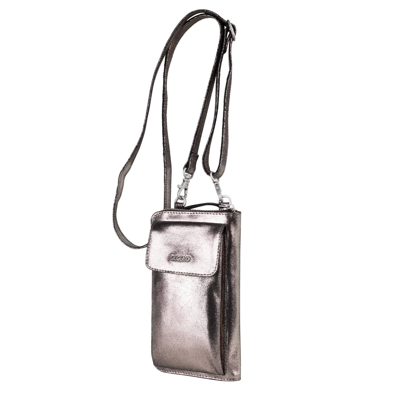Legend metallic leren crossbody tas Ibiza champagne