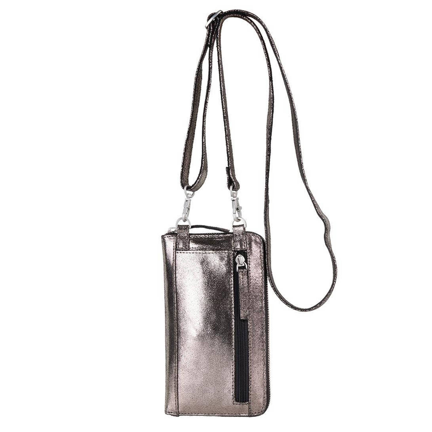 Legend metallic leren crossbody tas Ibiza champagne