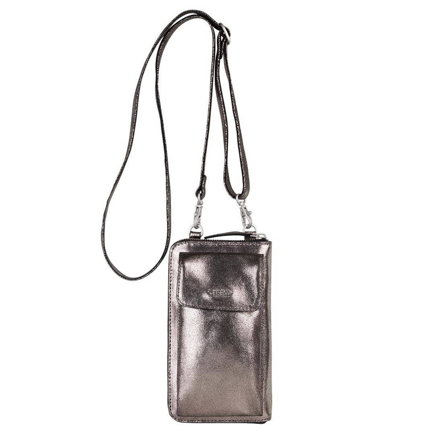 Legend metallic leren crossbody tas Ibiza champagne