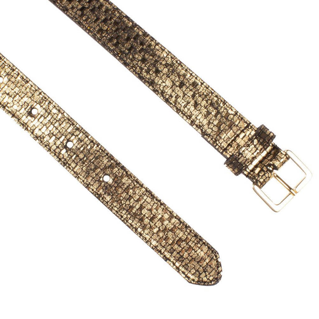 Fabienne Chapot metallic leren riem Cut it Out Heart goudkleurig Fabienne Chapot metallic leren riem Cut it Out Heart goudkleurig