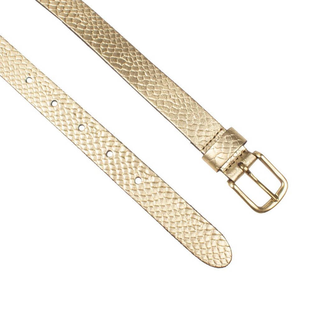 Damesriem met gouden gesp en krokodillenmotief 4 cm Damesriem met gouden gesp en krokodillenmotief 4 cm