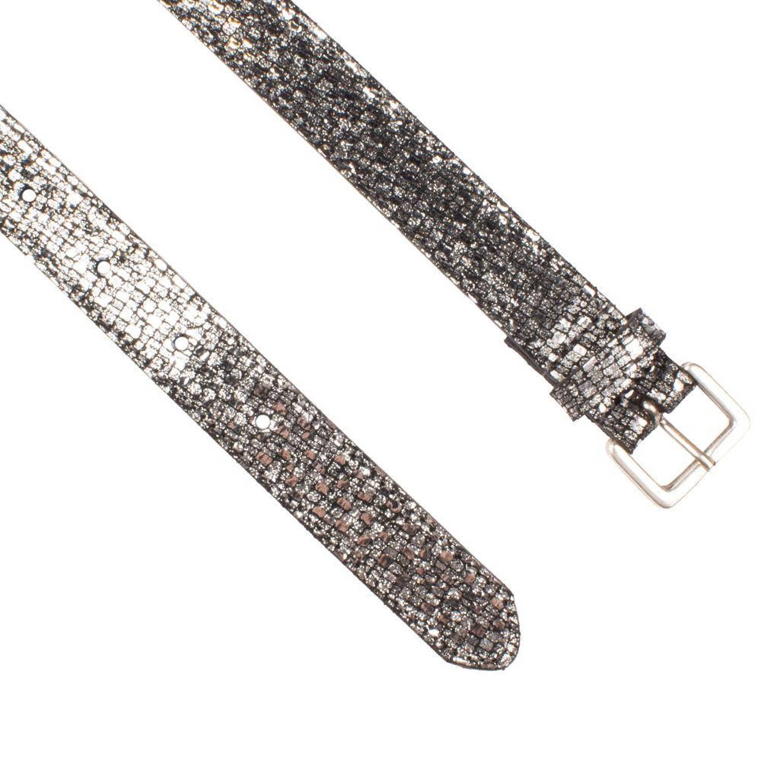 Legend metallic leren riem zilverkleurig