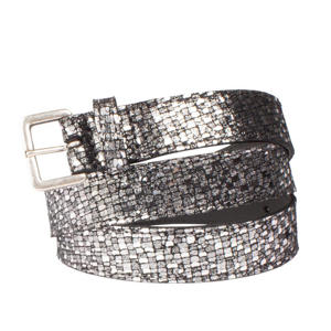metallic leren riem zilverkleurig