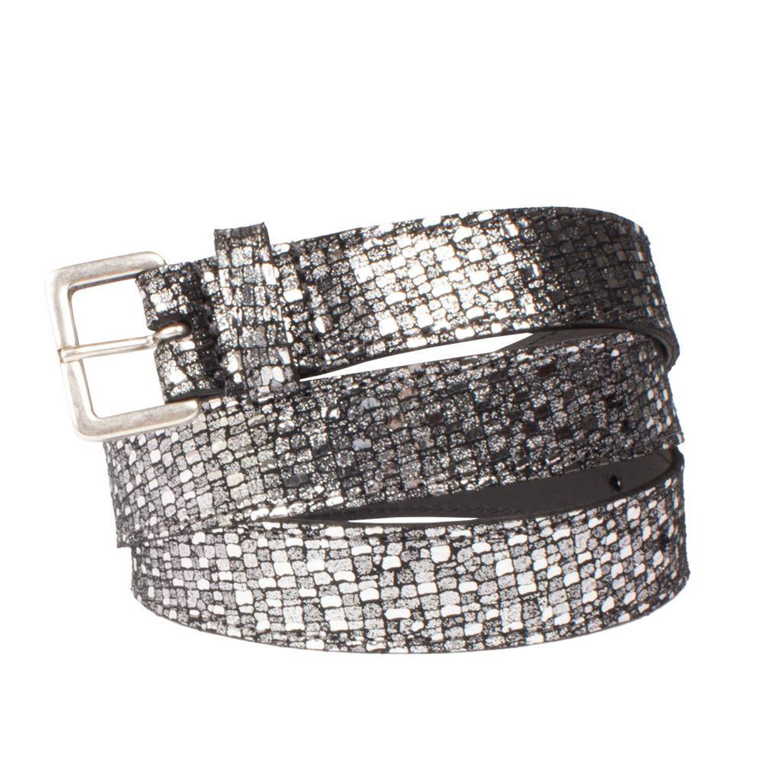 Legend metallic leren riem zilverkleurig