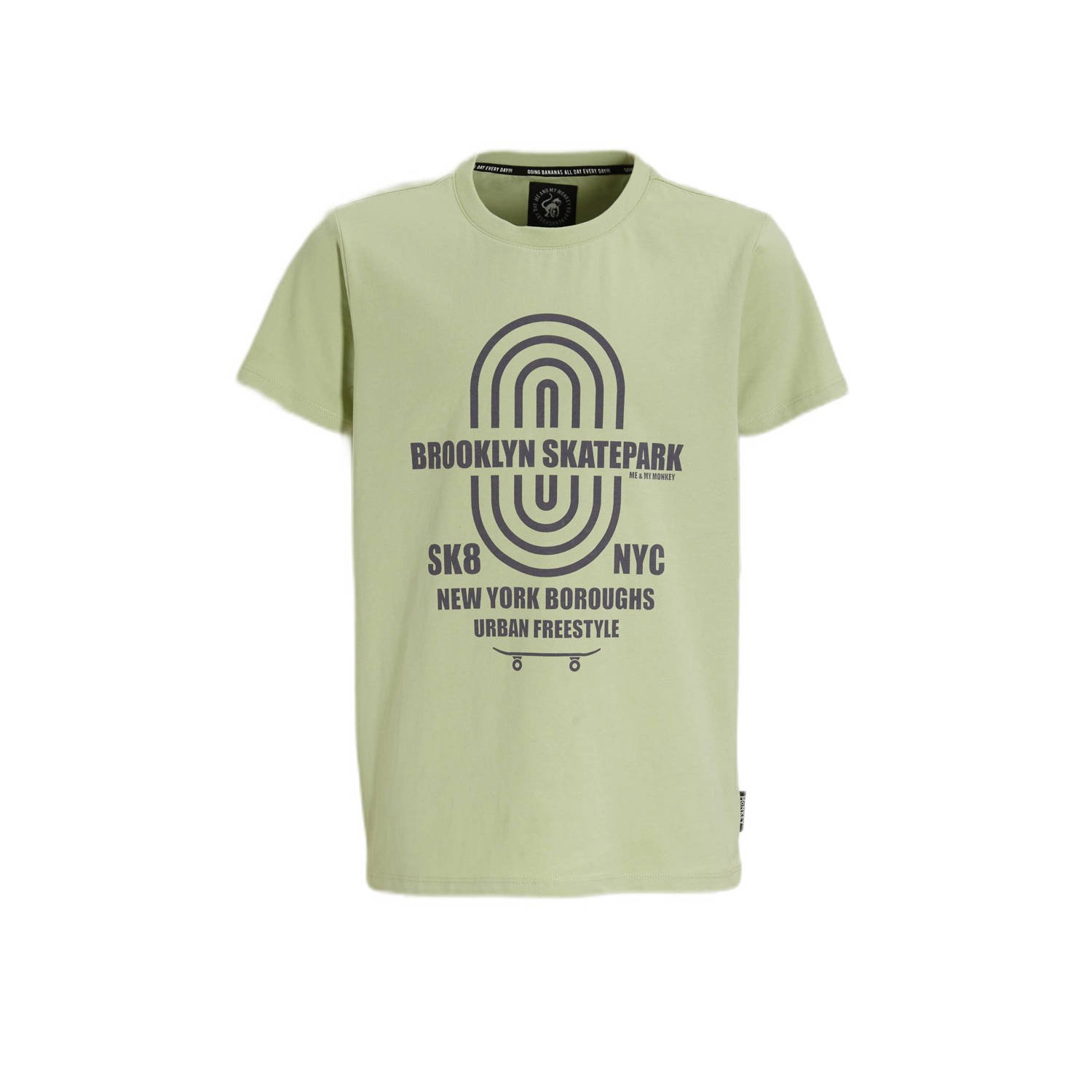 Me & My Monkey T-shirt Pete met printopdruk groen Jongens Katoen Ronde hals 122 128