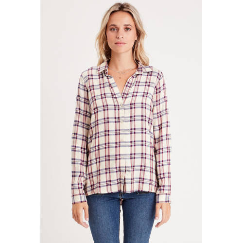 Cache Cache geruite blouse ecru/ paars afbeelding