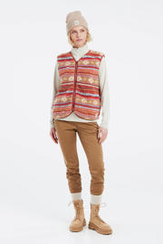thumbnail: Multikleurige dames Protest fleece bodywarmer met grafische print, V-hals en ritssluiting