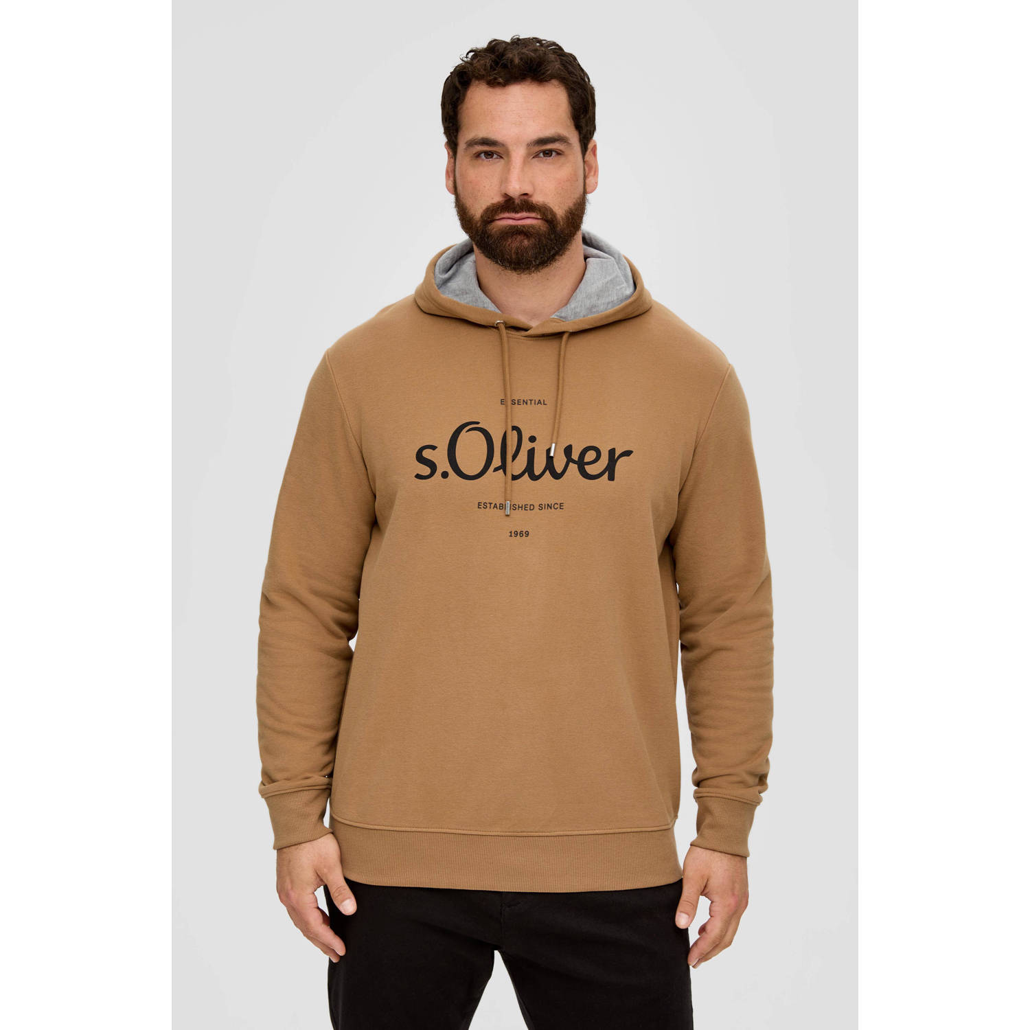 S.Oliver Big Size hoodie Plus Size met printopdruk cognac