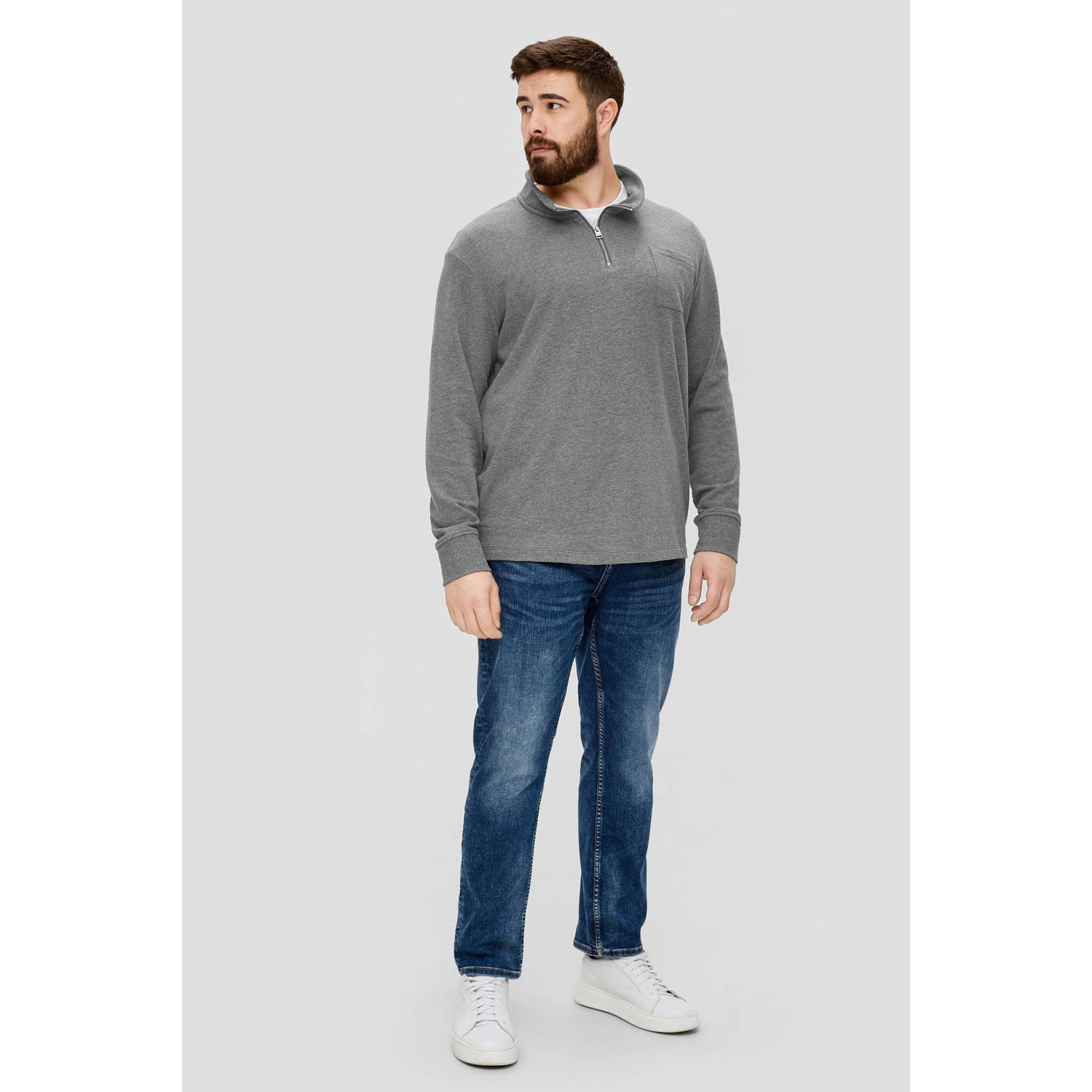s.Oliver Big Size gemêleerde sweater Plus Size antraciet