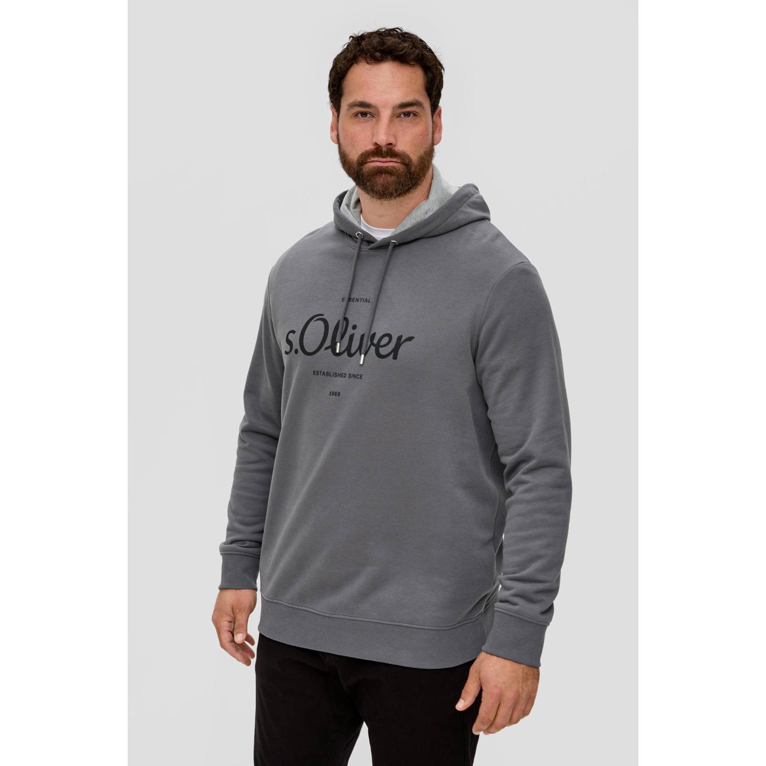 S.Oliver Big Size hoodie Plus Size met printopdruk antraciet