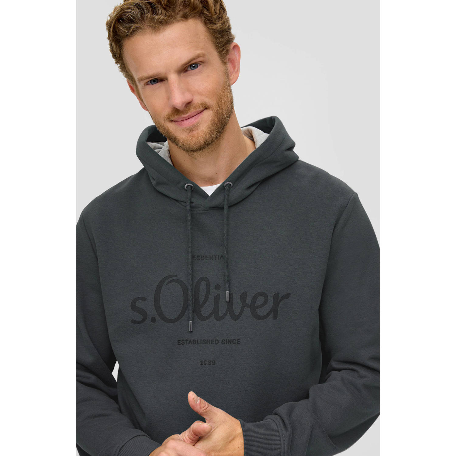 S.Oliver hoodie met printopdruk antraciet