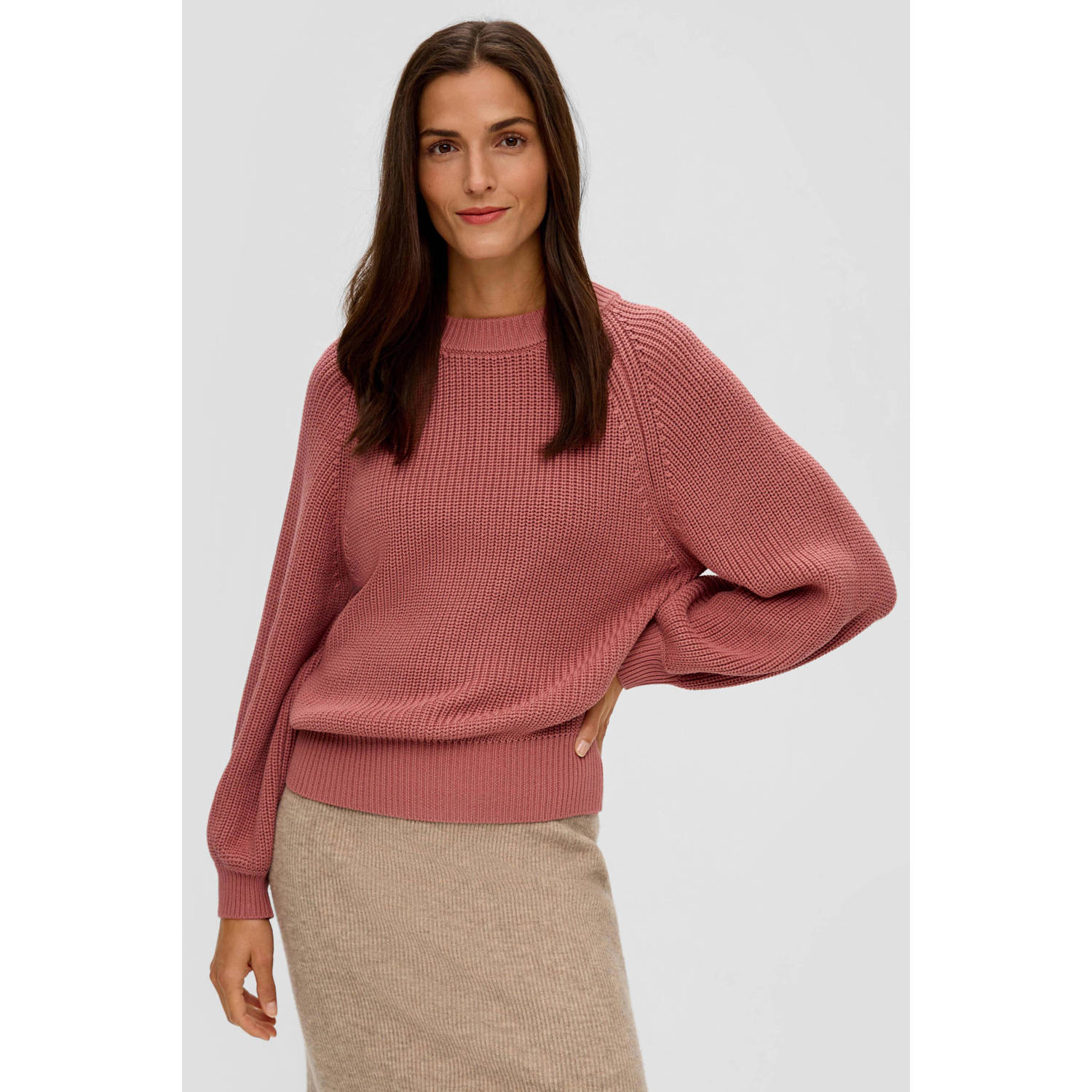 S.Oliver RED LABEL Gebreide pullover in effen design met ronde hals