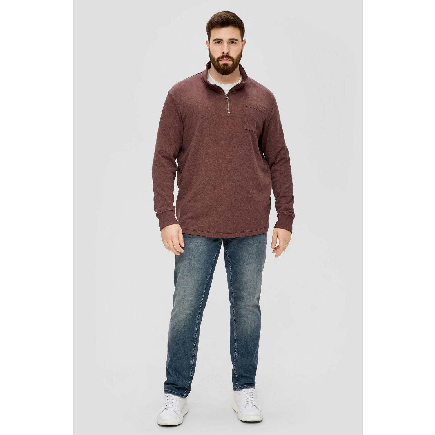 s.Oliver Big Size gemêleerde sweater Plus Size d.rood