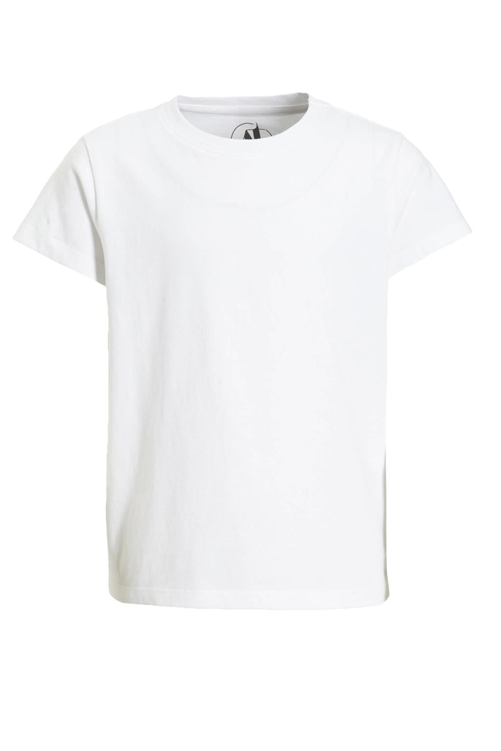 Witte meisjes Anytime basic T-shirt white van katoen met effen, korte mouwen en ronde hals