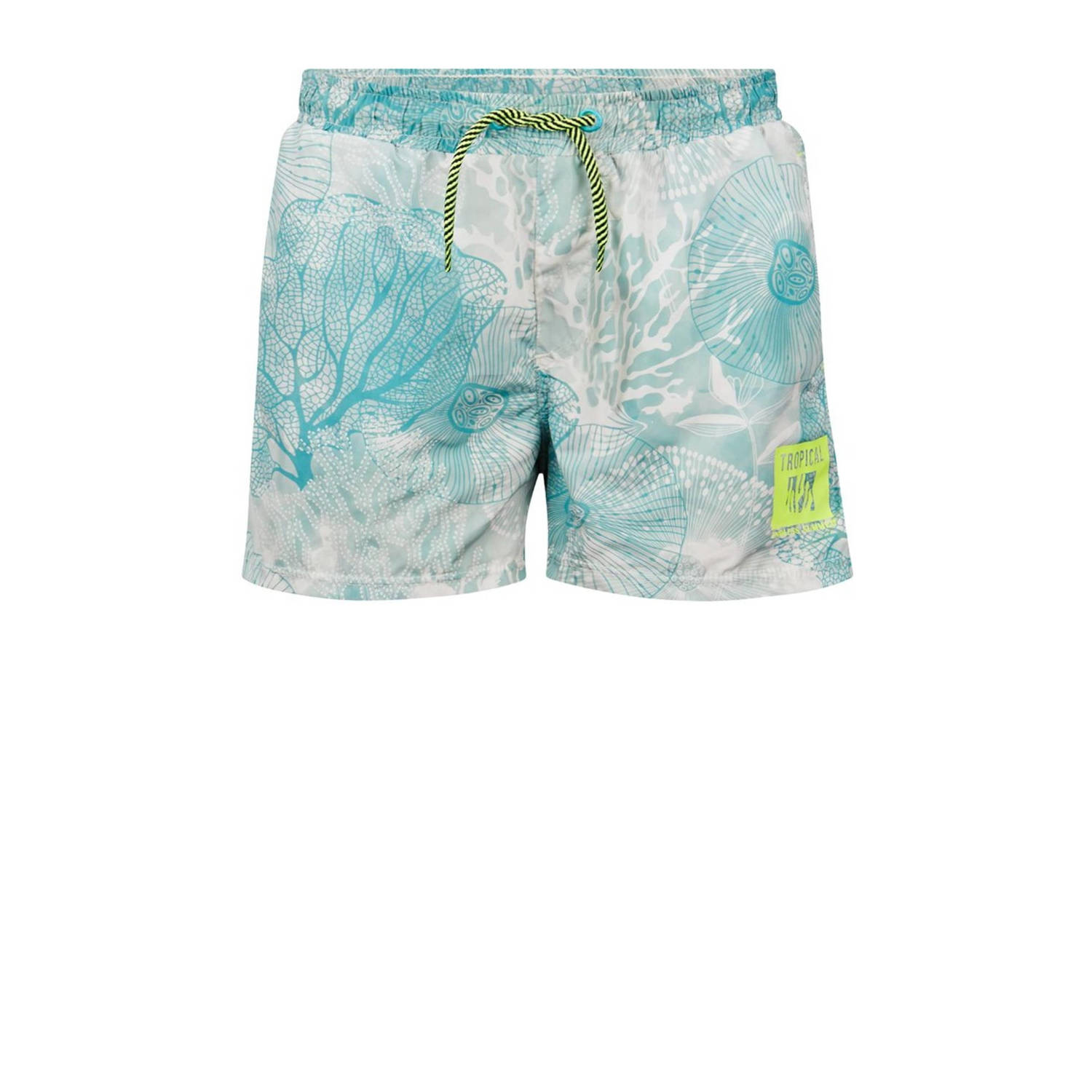 Retour Jeans zwemshort Justo turquoise wit Blauw Jongens Polyester All over print 146 152