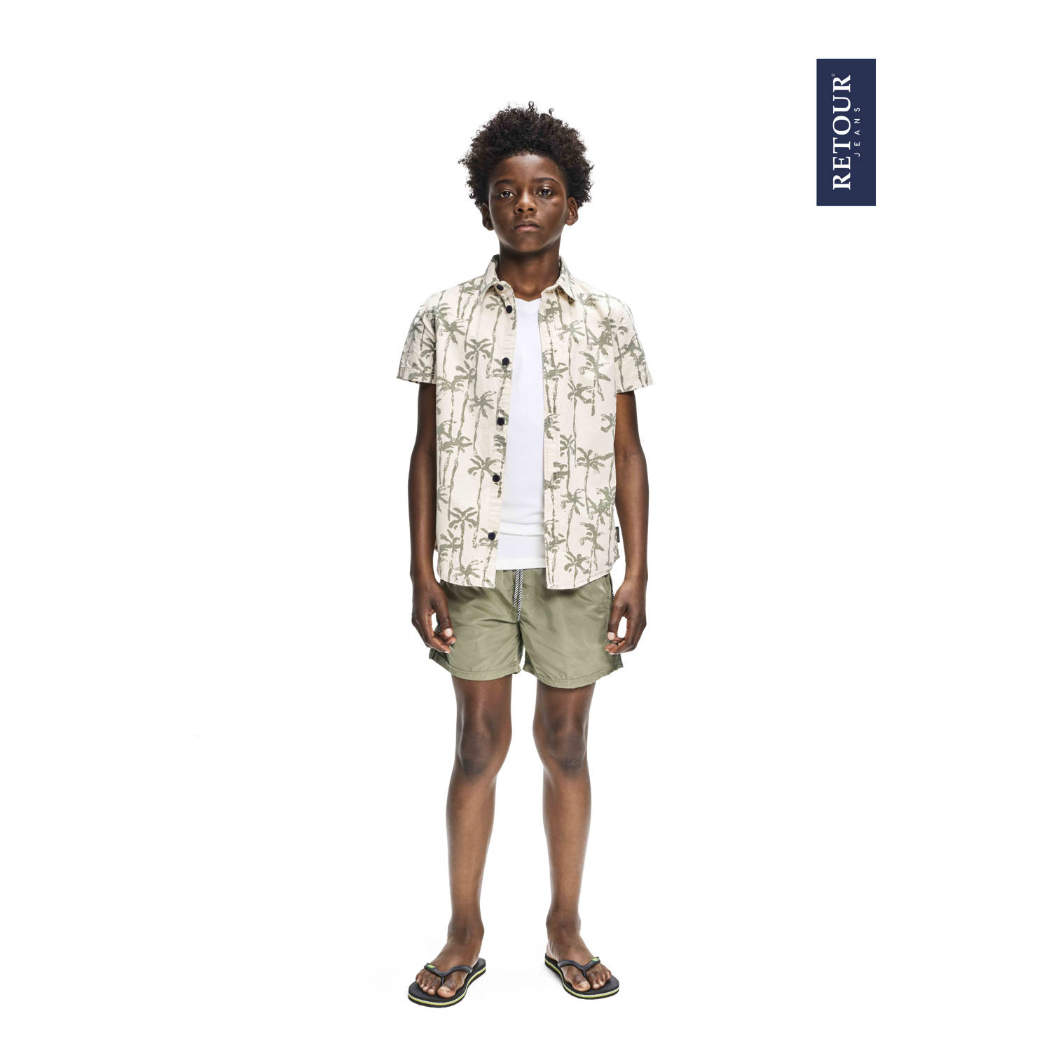 Retour Jeans zwemshort Renzo kakigroen Jongens Polyester Effen 122 128