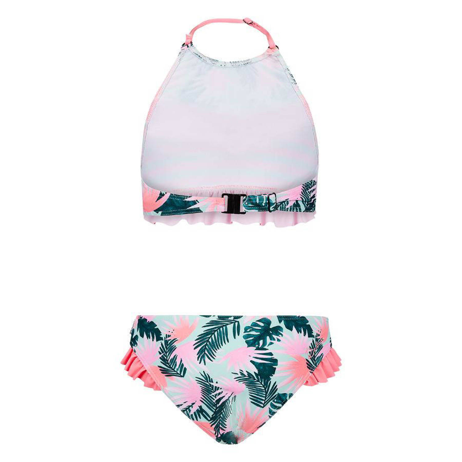 Retour Jeans crop bikini Prisca met ruches roze lichtblauw