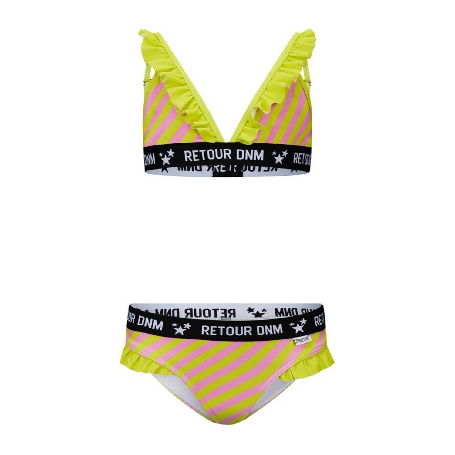 Retour Jeans triangel bikini Reanna met ruches limegroen roze Meisjes Polyamide 158 164