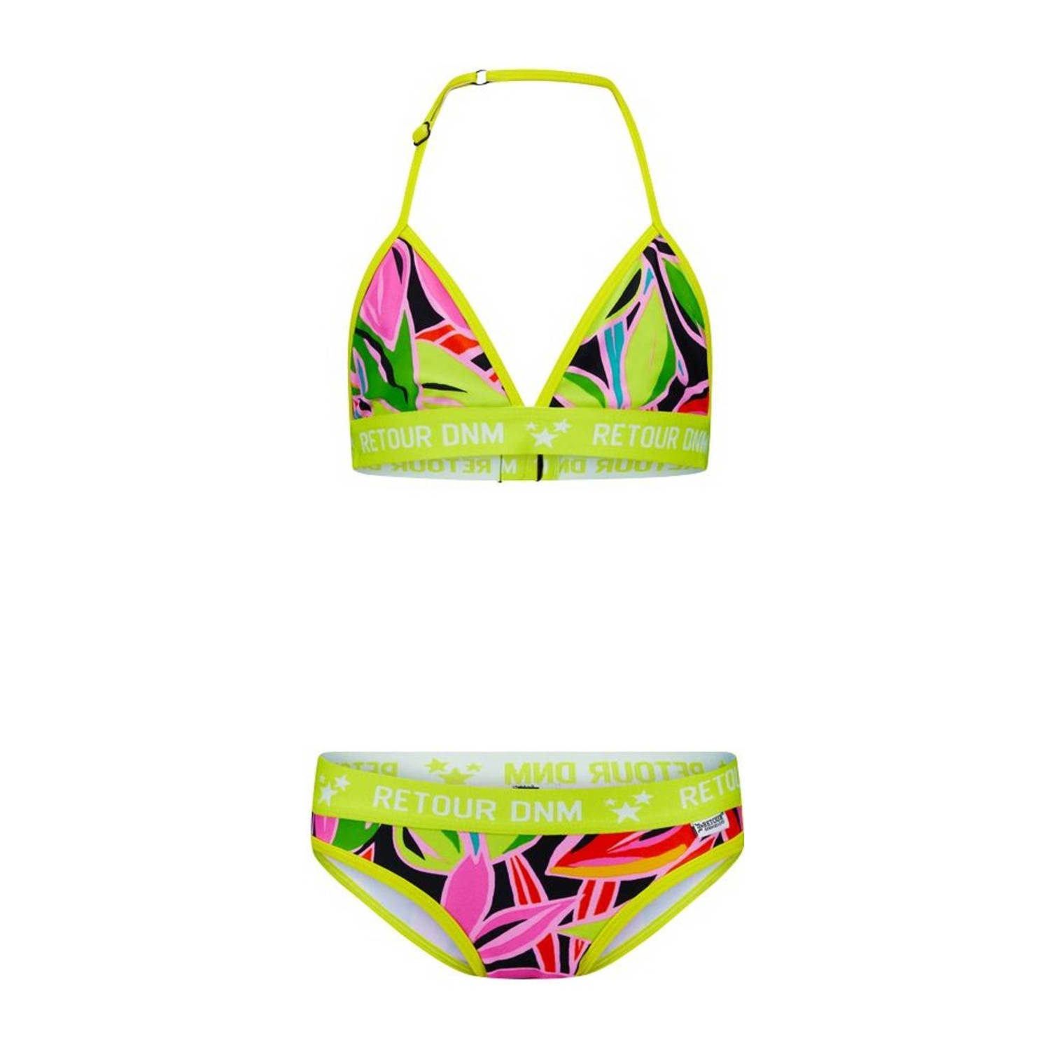 Retour Jeans triangel bikini Noa limegroen roze Meisjes Polyamide Bloemen 158 164