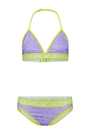 crochet triangel bikini Delinda paars/limegroen