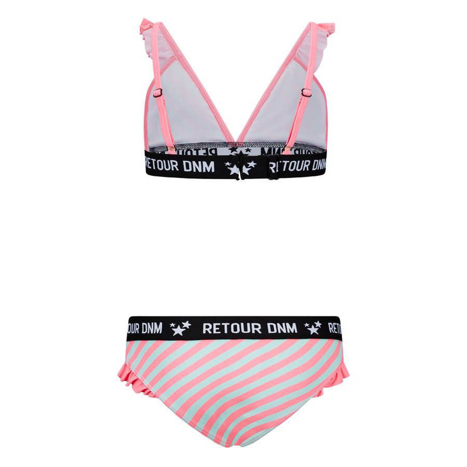Retour Jeans triangel bikini Reanna met ruches roze lichtblauw