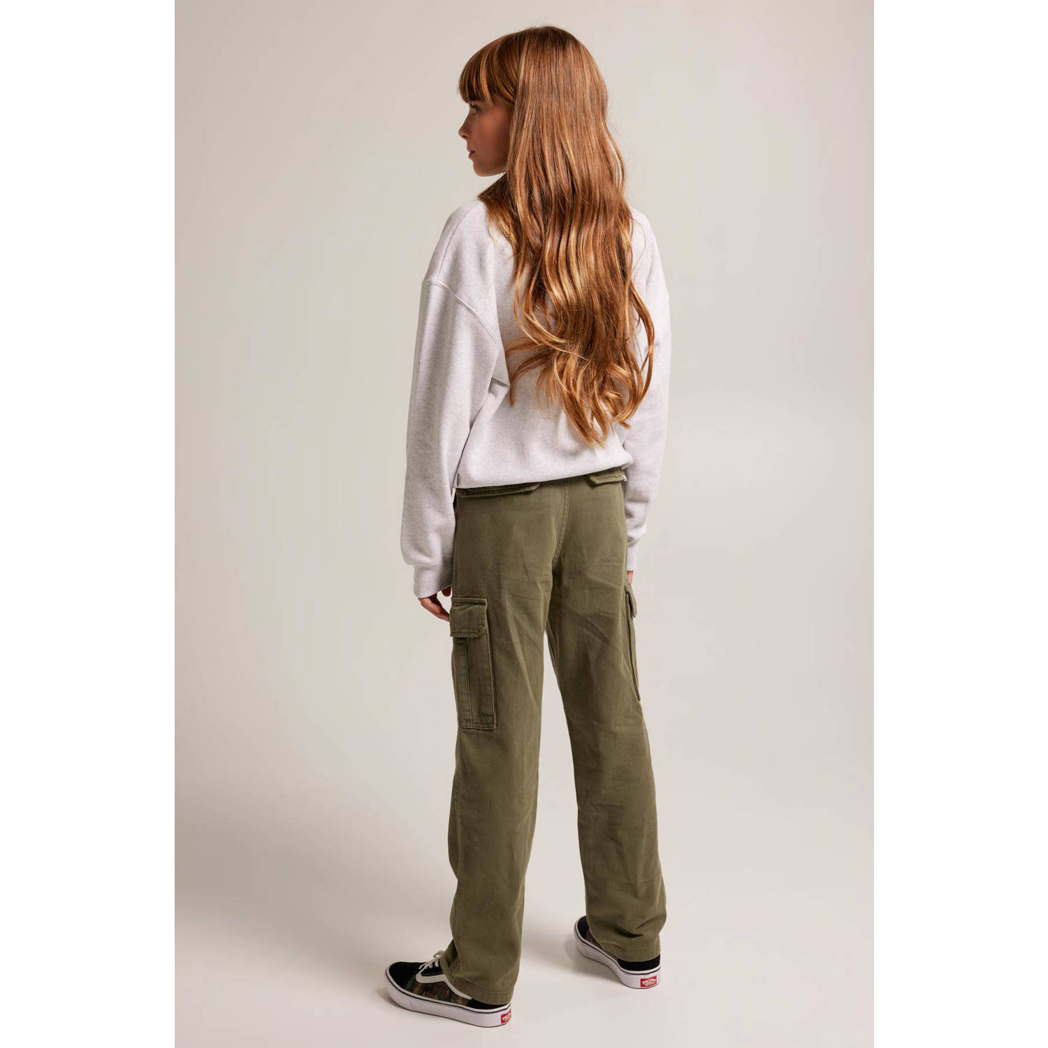 America Today straight fit cargobroek Paloma JR groen