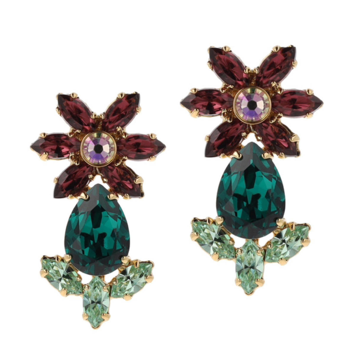 Otazu gold plated oorbellen met Swarovski kristallen Tropical Flower