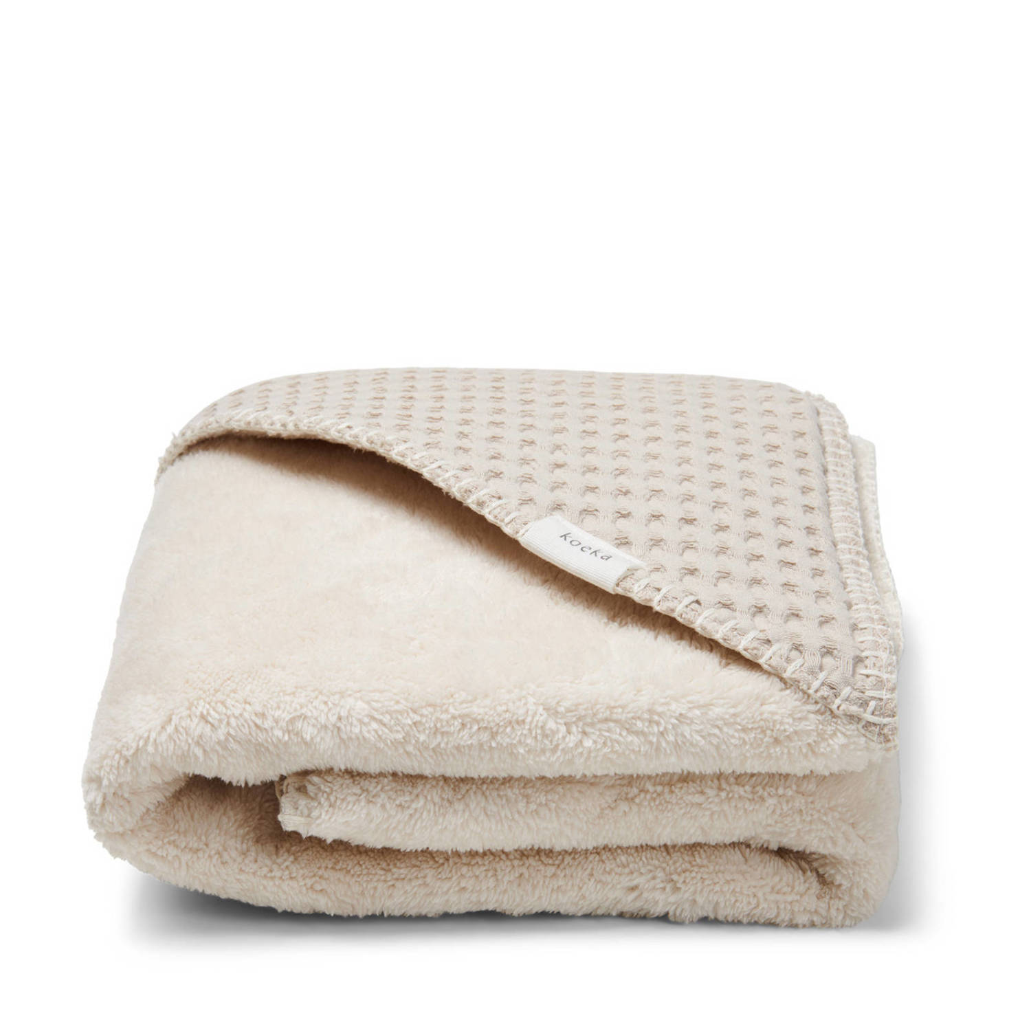 Koeka Oslo omslagdoek met wafel teddy 100x100 cm Sand