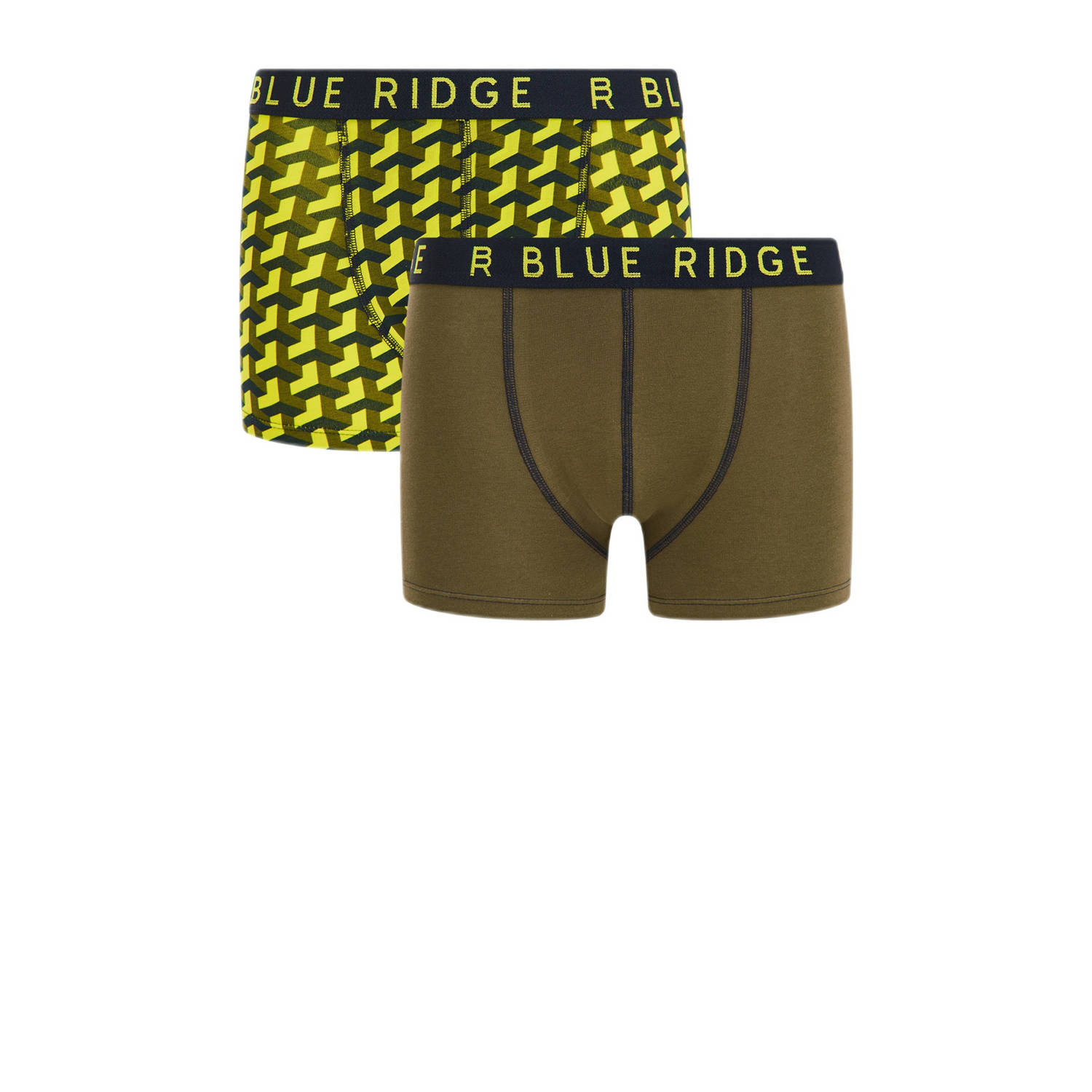 WE Fashion Blue Ridge boxershort set van 2 geel bruin Groen Jongens Stretchkatoen 110 116