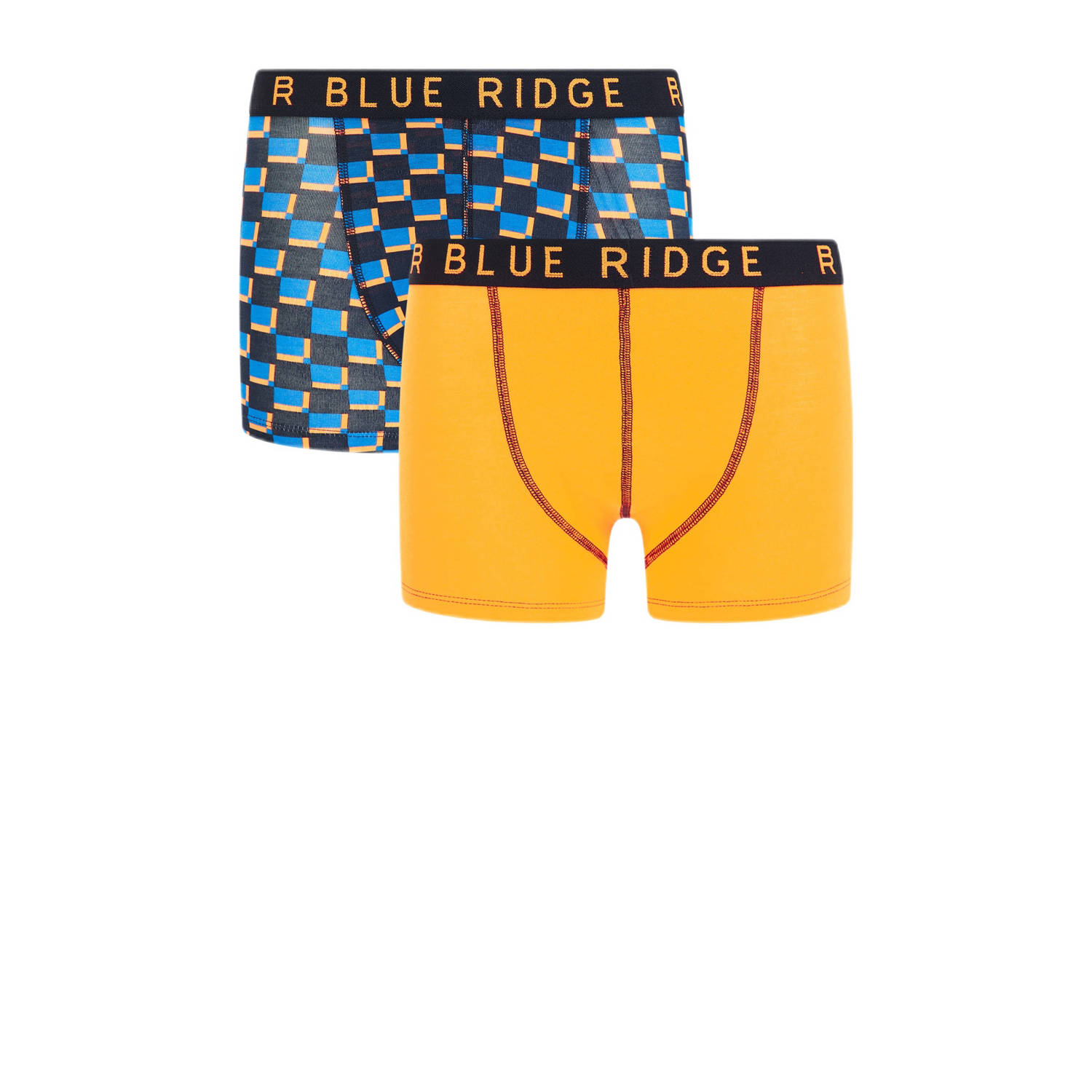 WE Fashion Blue Ridge boxershort set van 2 blauw oranje Jongens Stretchkatoen 110 116