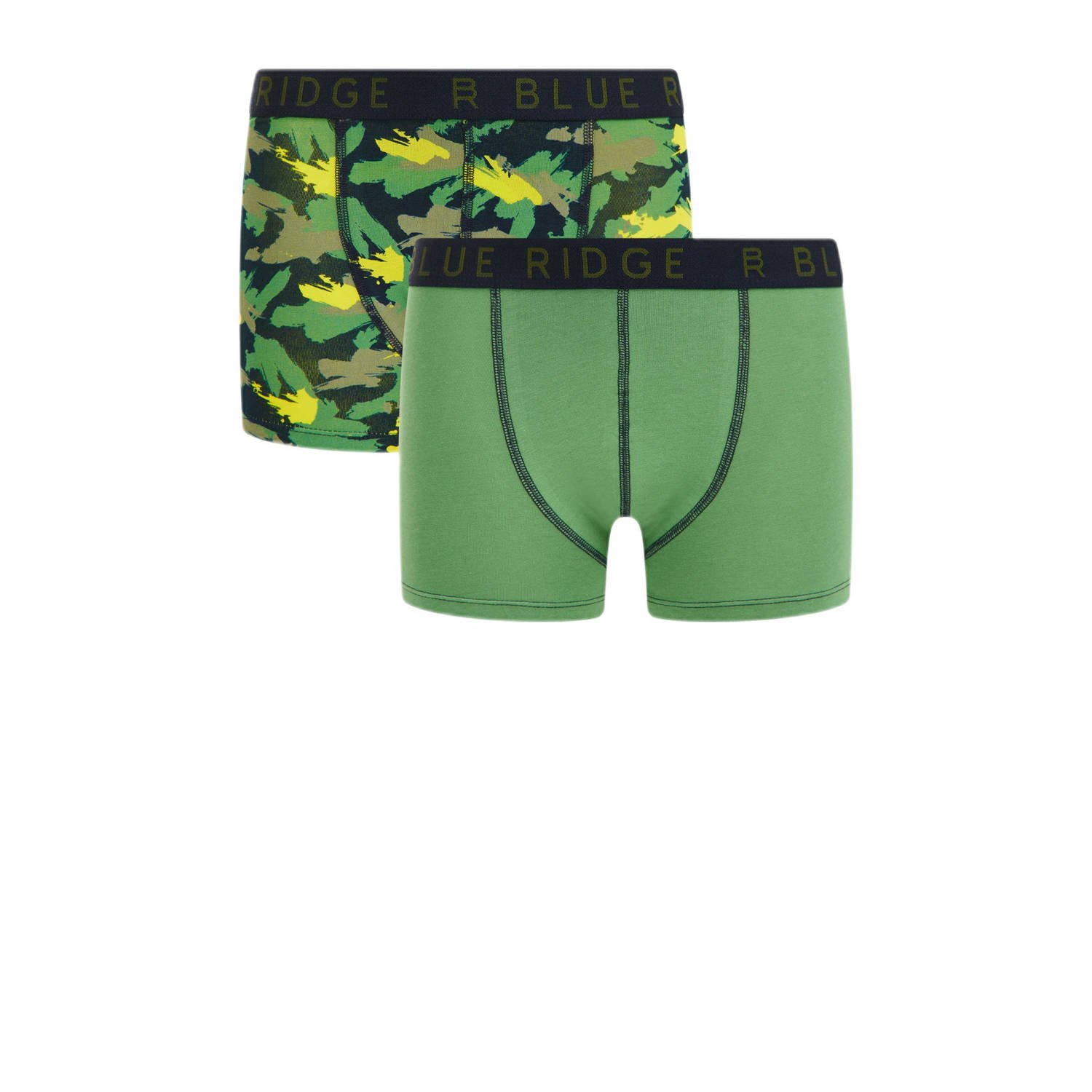 WE Fashion Salty Dog boxershort set van 2 groen zwart Jongens Katoen 110 116