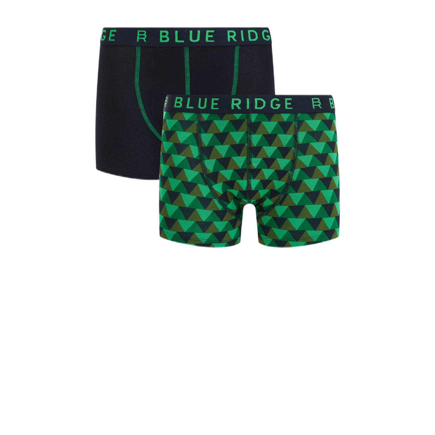 WE Fashion Blue Ridge boxershort set van 2 blauw groen Jongens Stretchkatoen 122 128