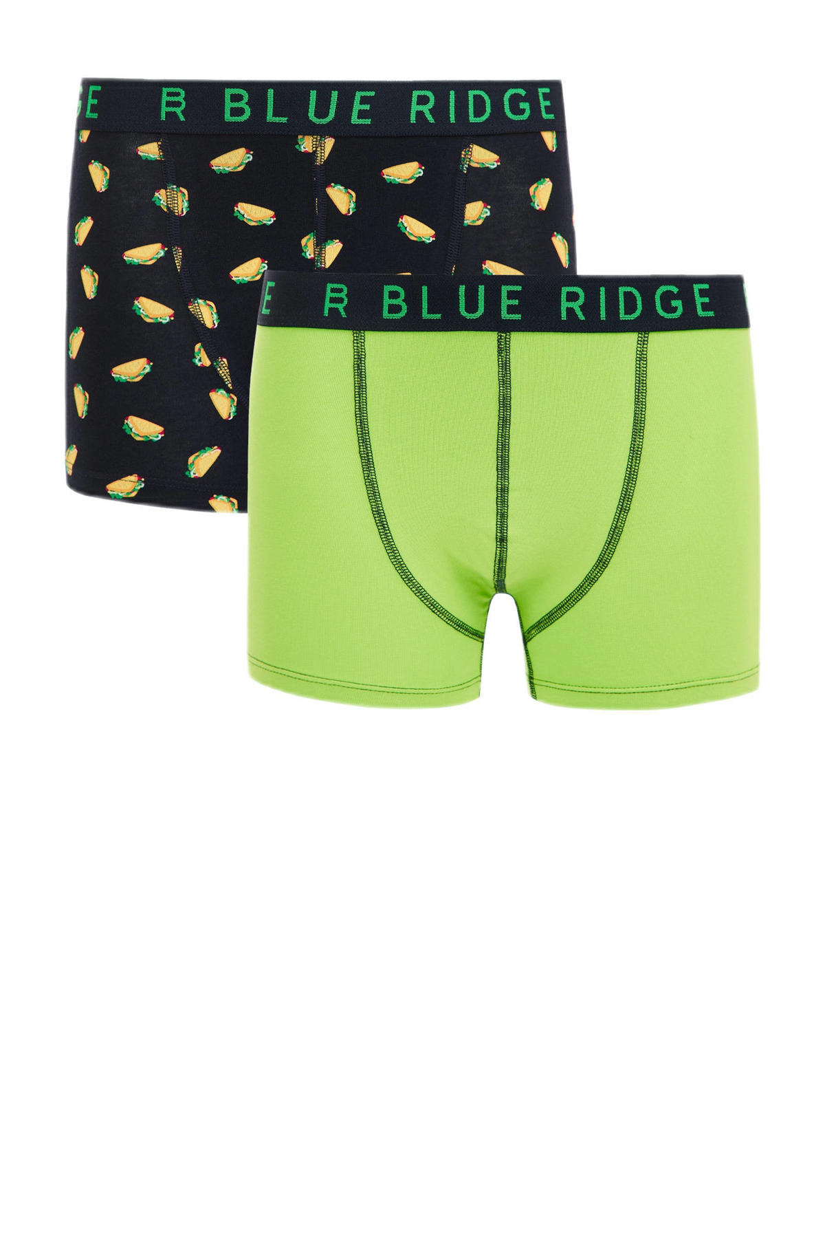 WE Fashion Blue Ridge boxershort - zwart/groen (set van 2) | wehkamp