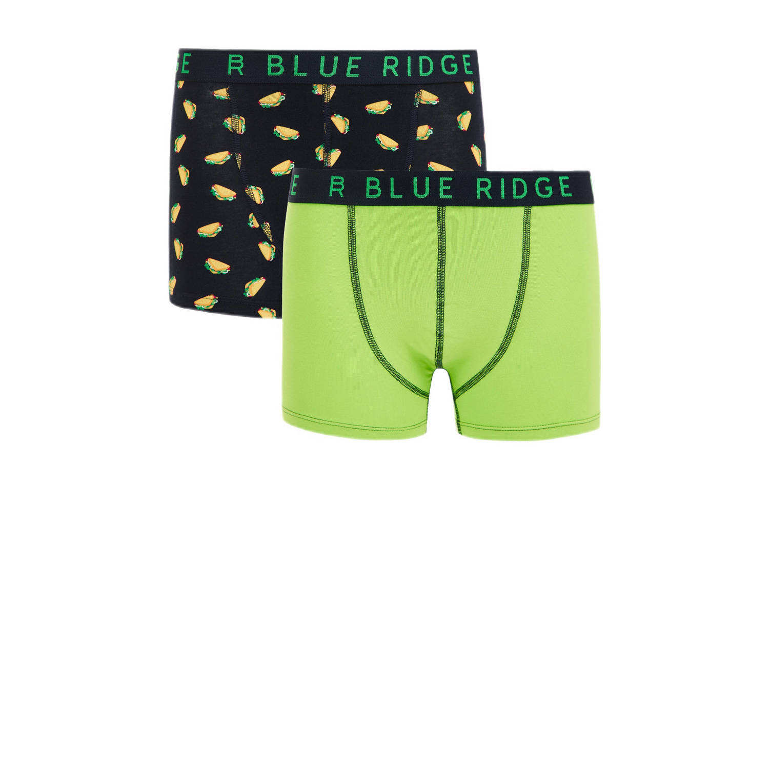 WE Fashion Blue Ridge boxershort set van 2 zwart groen