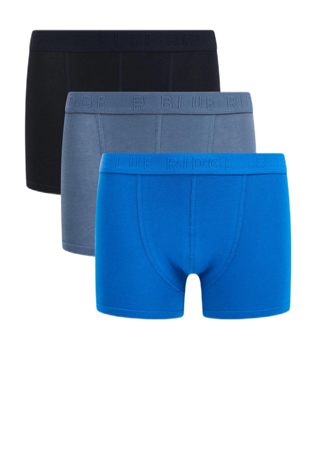 WE Fashion Blue Ridge boxershort - zwart/hardblauw (set van 3)