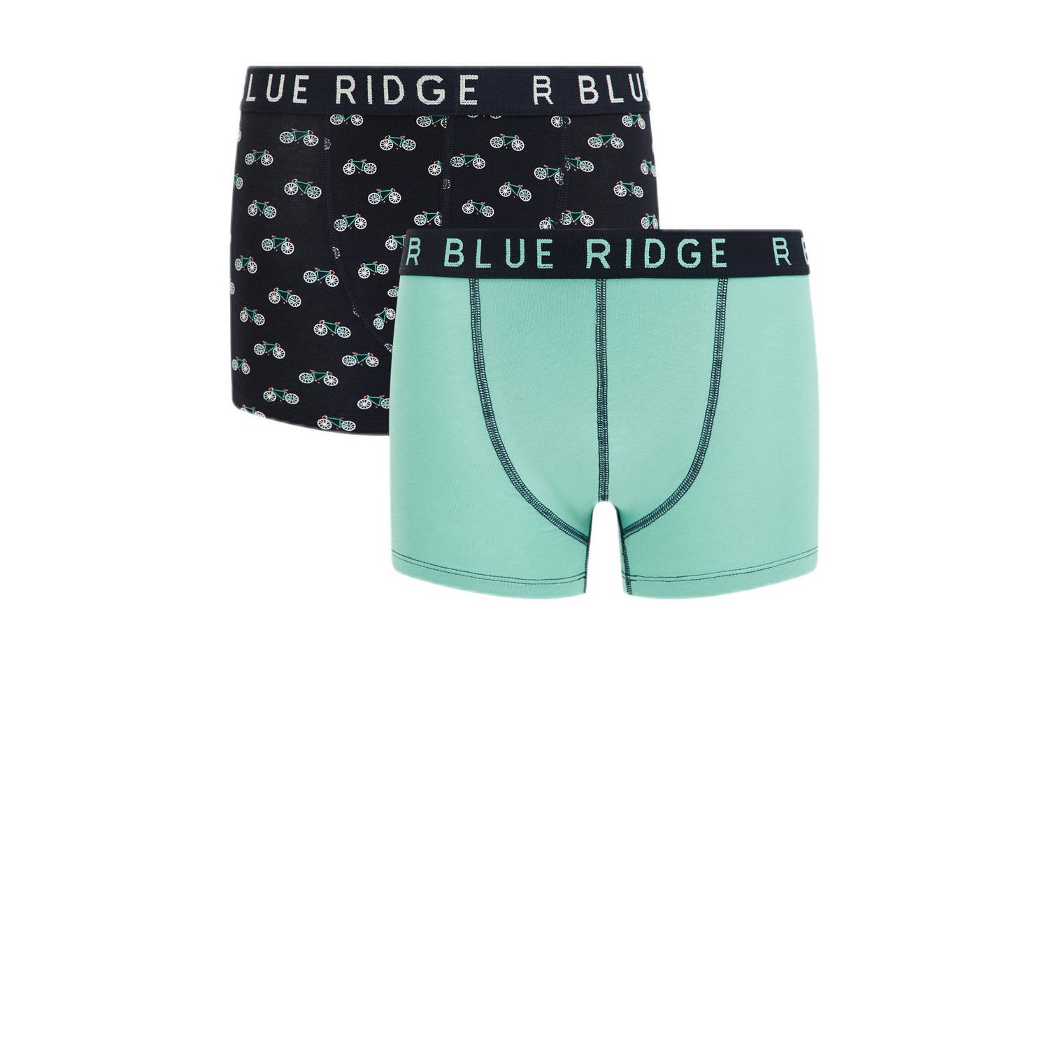 WE Fashion Blue Ridge boxershort set van 2 zwart groen Blauw Jongens Stretchkatoen 110 116