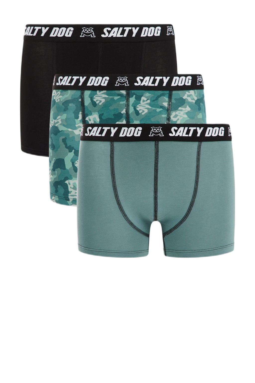 WE Fashion Blue Ridge boxershort - mintgroen/zwart (set van 3)